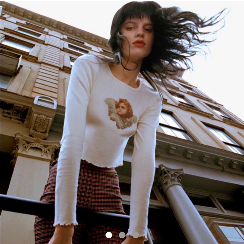 Cream urban outfitters cherub crop